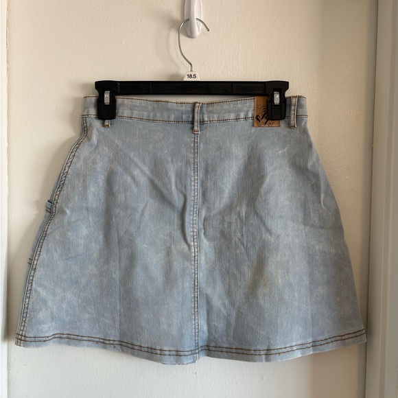 Light Blue Denim Button-Front Skater Skirt - Picture 2 of 3